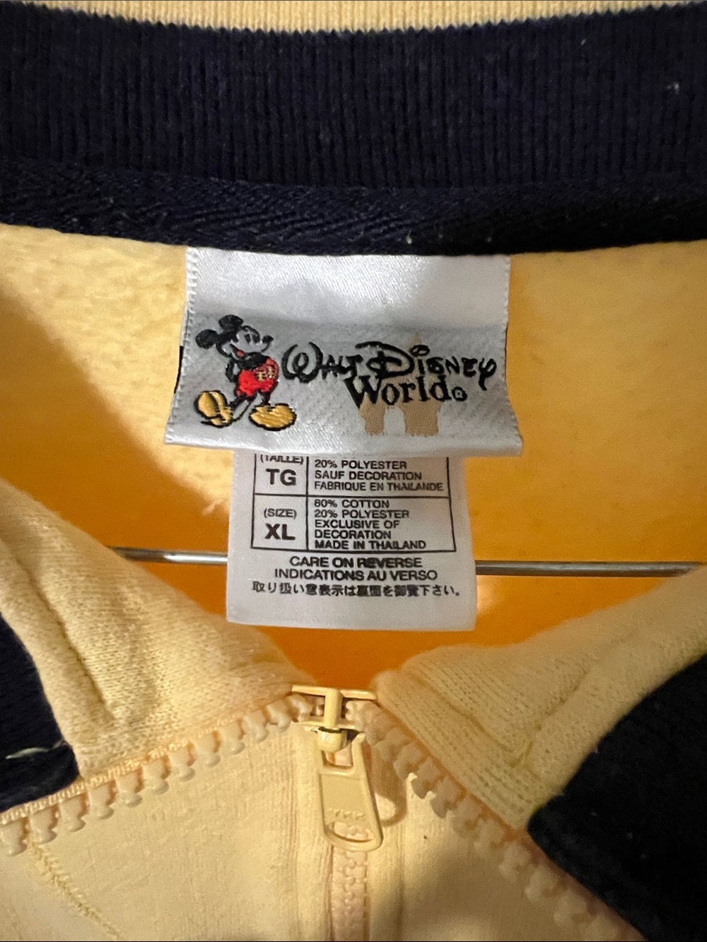 Disney World Yellow Half-Zip Sweatshirt Navy Trim and Minnie Mouse Embroidered - Picture 2 of 8